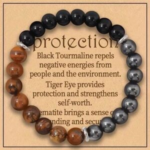 Black and Brown Beaded Bracelet with Silver Accents​